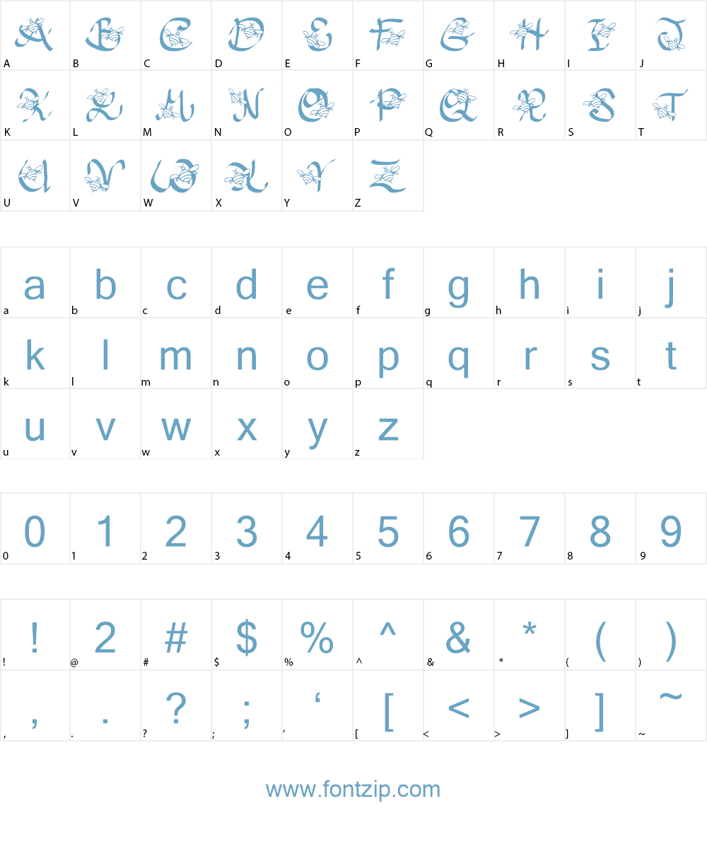 JI Honeybees Font Character